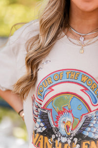 Distressed Tan Van Halen Graphic Band Tee - Shop Kendry Collection Boutique