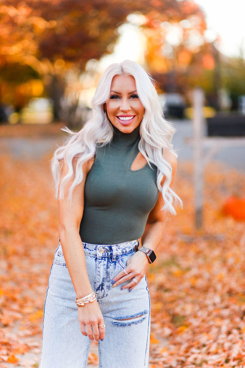 Dusty Green Cutout Bodysuit - Kendry Collection Boutique