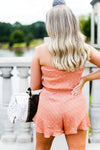 Dusty Peach Star Pattern Strapless Romper - Kendry Collection Boutique