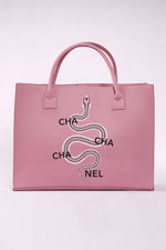 Dusty Pink Cha Cha Snake Vegan Tote Bag