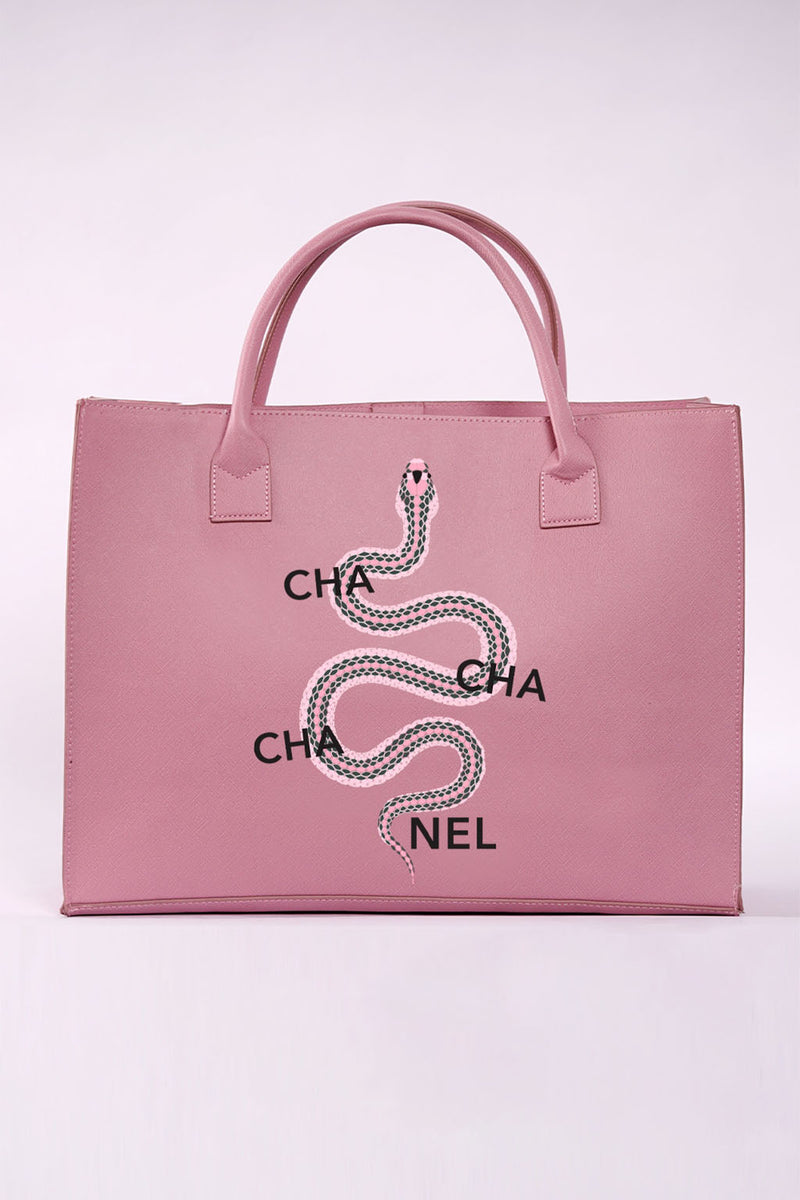 Dusty Pink Cha Cha Snake Vegan Tote Bag