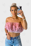Pink Hearts Tule Ruffle Tube Top