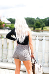 Faux Leather Brown Snake Skin Paper Bag Shorts