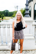 Faux Leather Brown Snake Skin Paper Bag Shorts