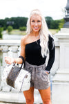 Faux Leather Brown Snake Skin Paper Bag Shorts