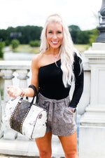 Faux Leather Brown Snake Skin Paper Bag Shorts