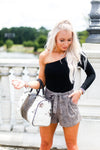 Faux Leather Brown Snake Skin Paper Bag Shorts