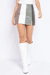 Faux Leather Green Color Block Mini Skirt - Shop Kendry Collection