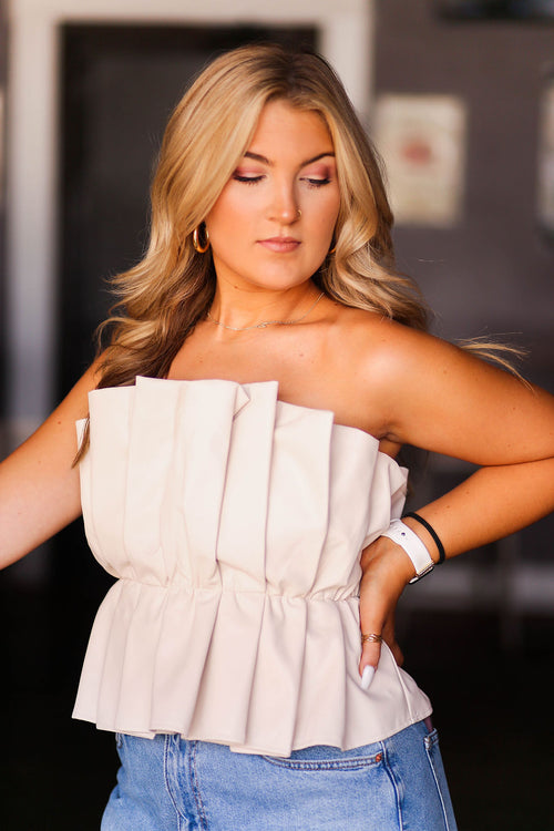 Faux Leather Ruffle Tube Top - Shop Kendry Collection Boutique