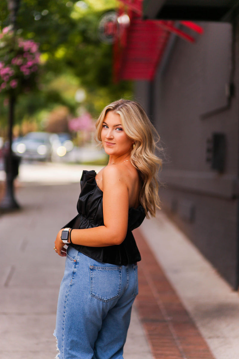 Faux Leather Ruffle Tube Top - Shop Kendry Collection Boutique