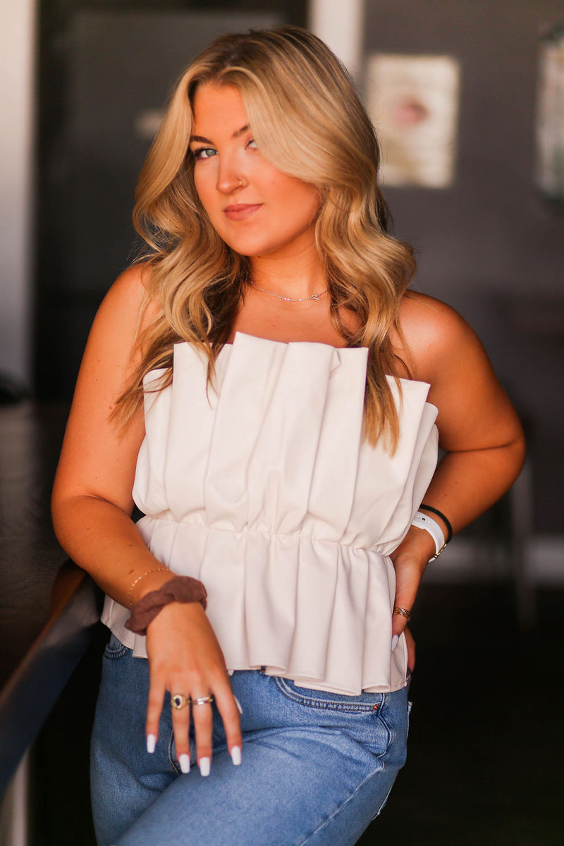 Faux Leather Ruffle Tube Top - Shop Kendry Collection Boutique