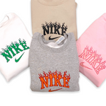 White And Green Flame Burns Crewneck Sweatshirt