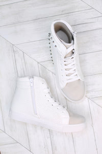 Freya White Studded High Top Sneaker- Kendry Collection Boutique