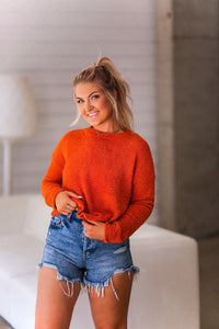 Fuzzy Orange Crewneck Sweater - Shop Kendry Collection Boutique