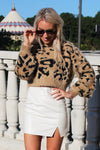 Fuzzy Leopard Bubble Sleeve Crop Sweater - Kendry Collection Boutique
