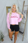 GC Pink Cropped Holiday Sweatshirt