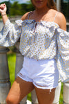 Gold Polka Dot Off The Shoulder Long Sleeve Top