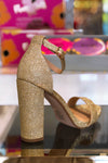Gold Sparkly Block Heeled Sandals - Shop Kendry Collection Boutique