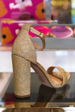 Gold Sparkly Block Heeled Sandals - Shop Kendry Collection Boutique