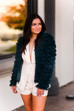 Green Bell Sleeve Furry Crop Jacket - Shop Kendry Collection Boutique