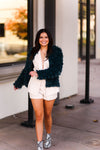 Green Bell Sleeve Furry Crop Jacket - Shop Kendry Collection Boutique