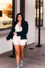 Green Bell Sleeve Furry Crop Jacket - Shop Kendry Collection Boutique