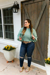 Green Dot Sleeve Knit Sweater