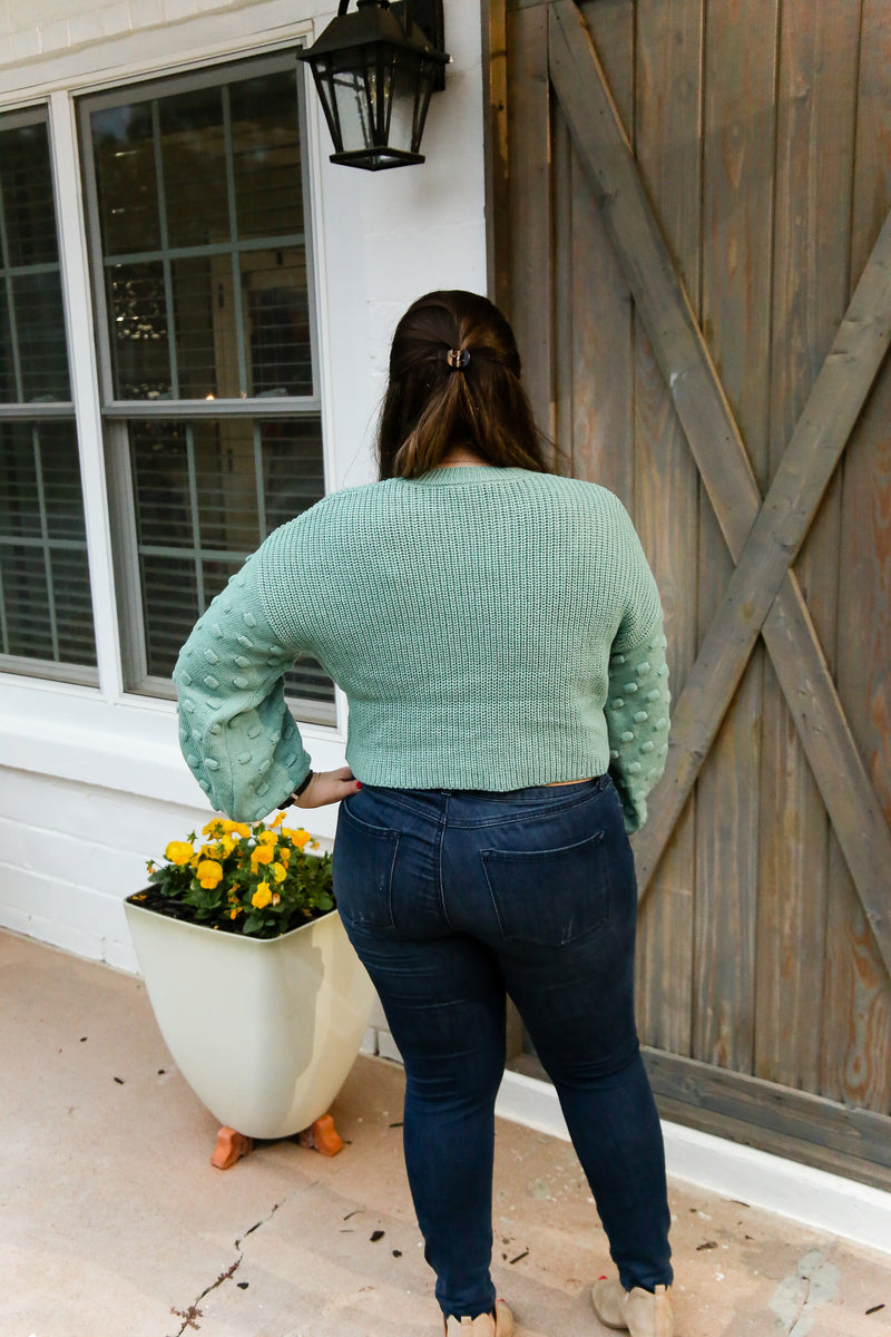 Green Dot Sleeve Knit Sweater
