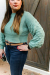 Green Dot Sleeve Knit Sweater