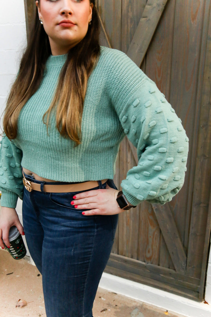 Green Dot Sleeve Knit Sweater