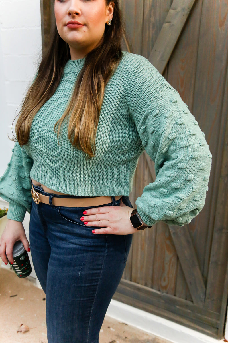 Green Dot Sleeve Knit Sweater