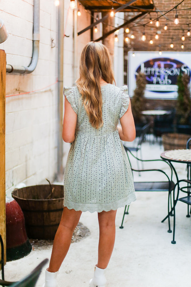 Sage Green Embroidered Lace Babydoll Romper - Shop Kendry Collection Boutique