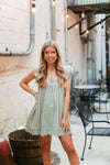 Sage Green Embroidered Lace Babydoll Romper - Shop Kendry Collection Boutique
