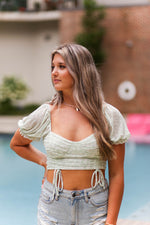 Green Floral Ruched Crop Top - Shop Kendry Collection Boutique