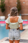 Green Floral Ruched Crop Top - Shop Kendry Collection Boutique