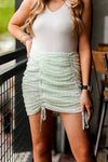 Green Floral Ruched Mini Skirt - Shop Kendry Collection Boutique