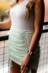 Green Floral Ruched Mini Skirt - Shop Kendry Collection Boutique