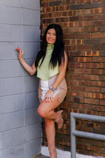 Green Mock Neck Sleeveless Sweater - Kendry Collection Boutique