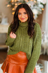 Green Cable Knit Sweater - Shop Kendry Collection Boutique