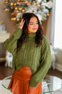 Green Cable Knit Sweater - Shop Kendry Collection Boutique