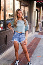 Green Slouchy Shoulder Crop Top - Shop Kendry Collection Boutique