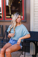 Green Slouchy Shoulder Crop Top - Shop Kendry Collection Boutique
