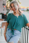 Green Waffle Knit Front Tie Top - Shop Kendry Collection Boutique