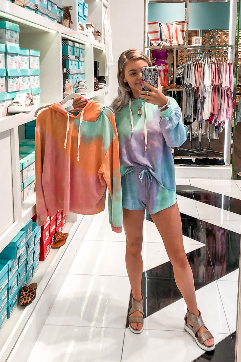 Green and Orange Tie Dye Short Set - Shop Cute Loungewear At Kendry Collection BoutiqueOnline