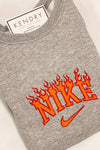 Grey And Orange Flame Burns Crewneck Sweatshirt