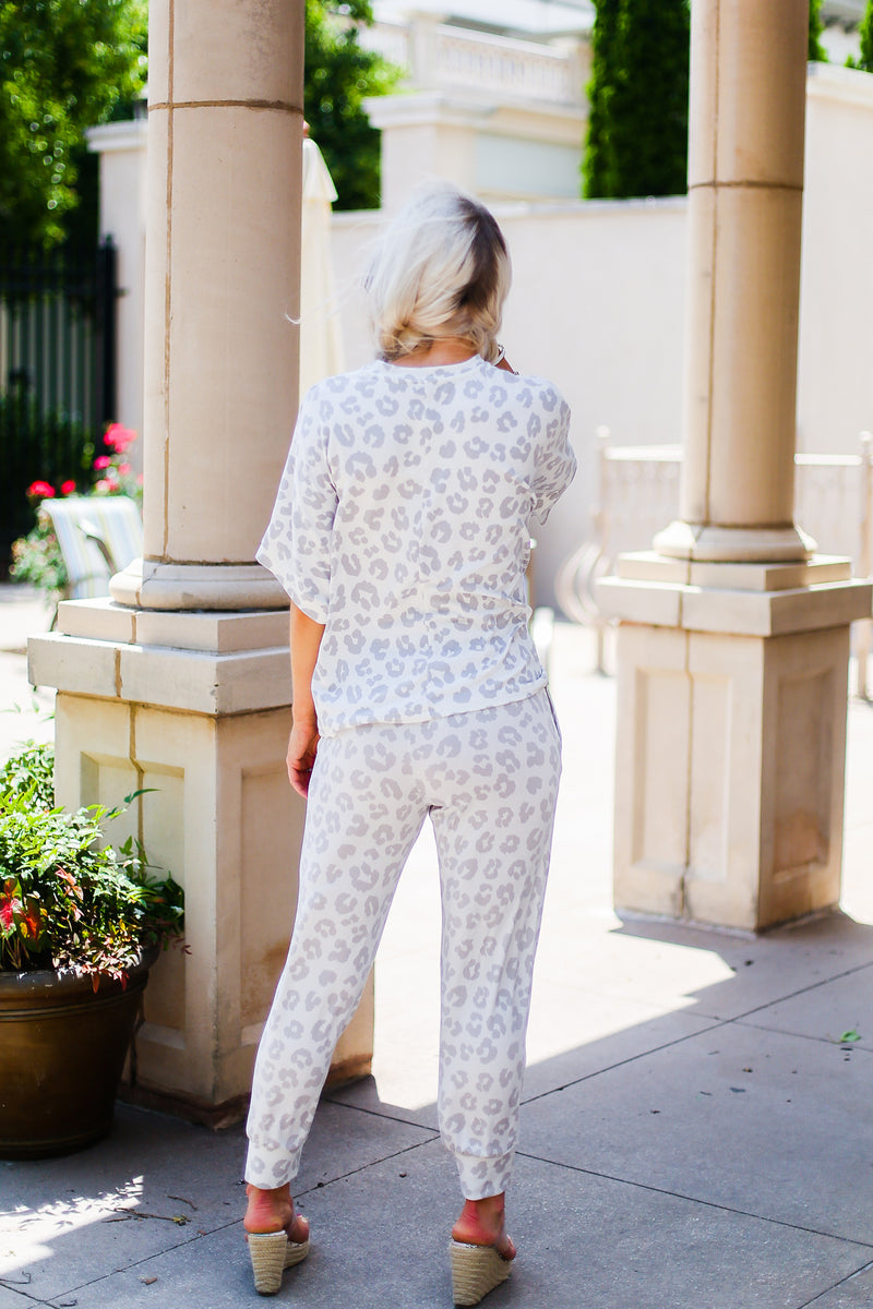 Grey Leopard Print Two Piece Jogger Set - Shop Kendry Collection Boutique