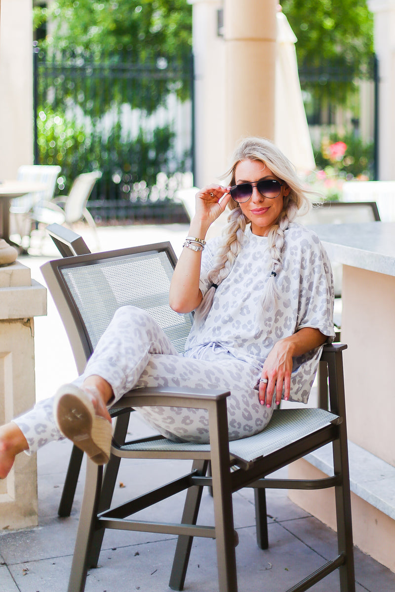 Grey Leopard Print Two Piece Jogger Set - Shop Kendry Collection Boutique