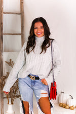 Heather Grey Ribbed Knit Sweater - Kendry Collection boutique