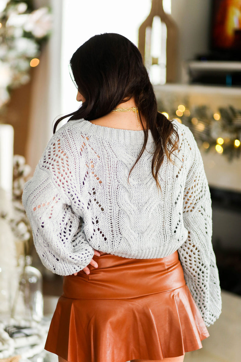 Grey Open Knit Sweater - Shop Kendry Collection Boutique