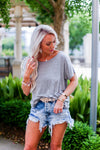 Grey Rhinestone Casual Tee - Kendry Collection Boutique